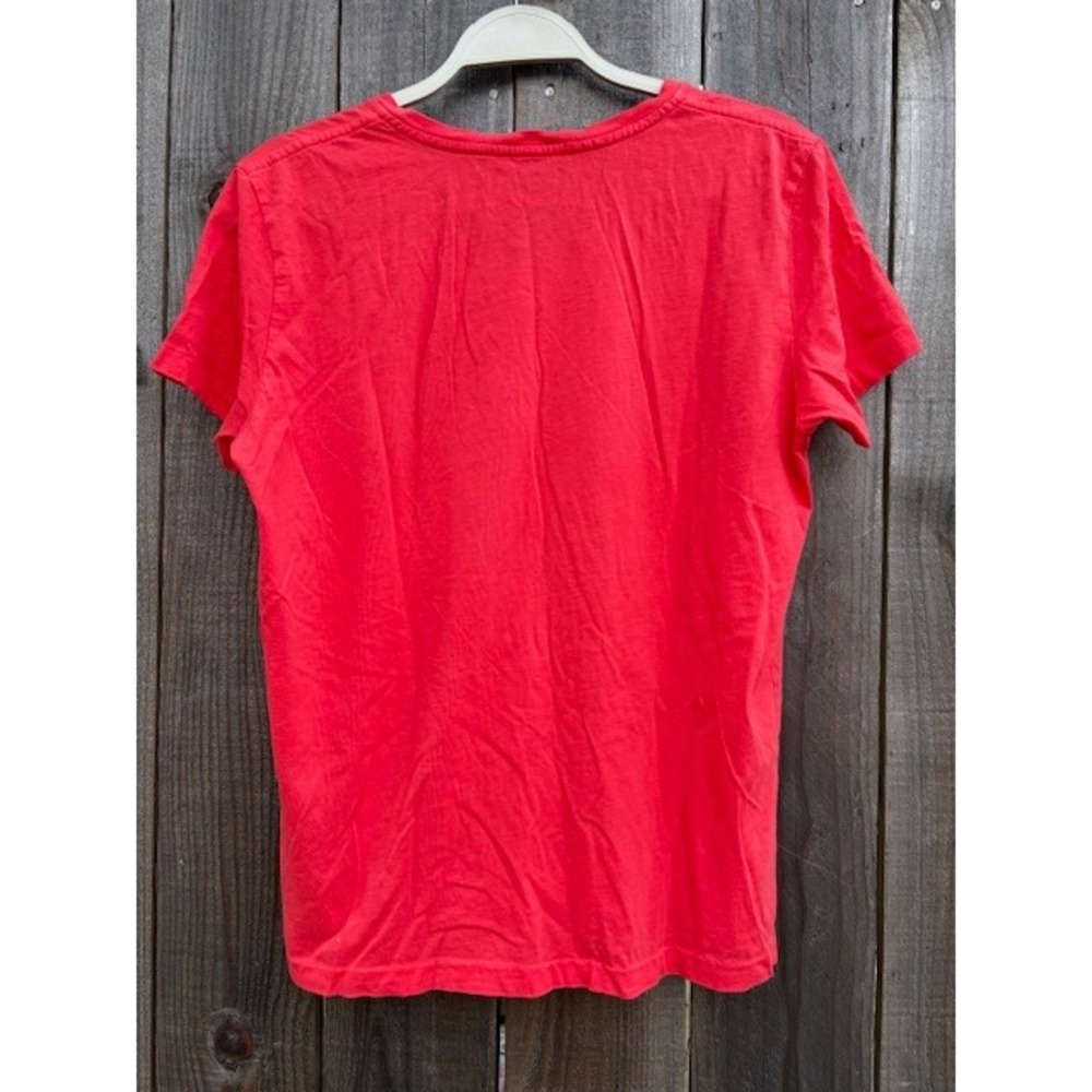 Ralph Lauren Womens V-Neck T-Shirt Coral Pink  Pony Logo XL Short Sleeve - Picture 2 of 3